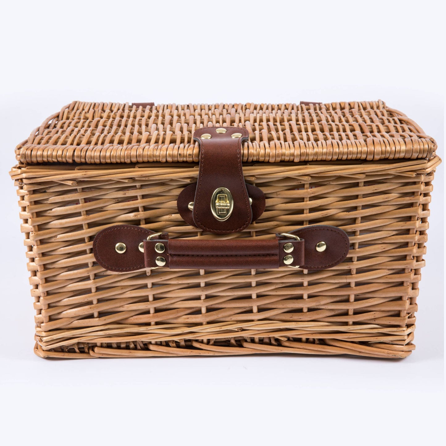 Catalina Picnic Basket: Navy Blue with Beige Pattern