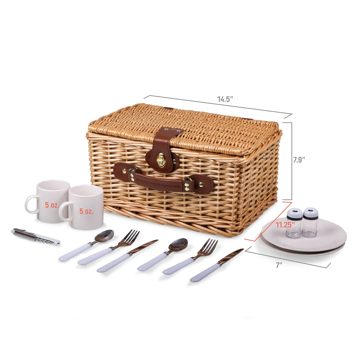 Catalina Picnic Basket: Navy Blue with Beige Pattern