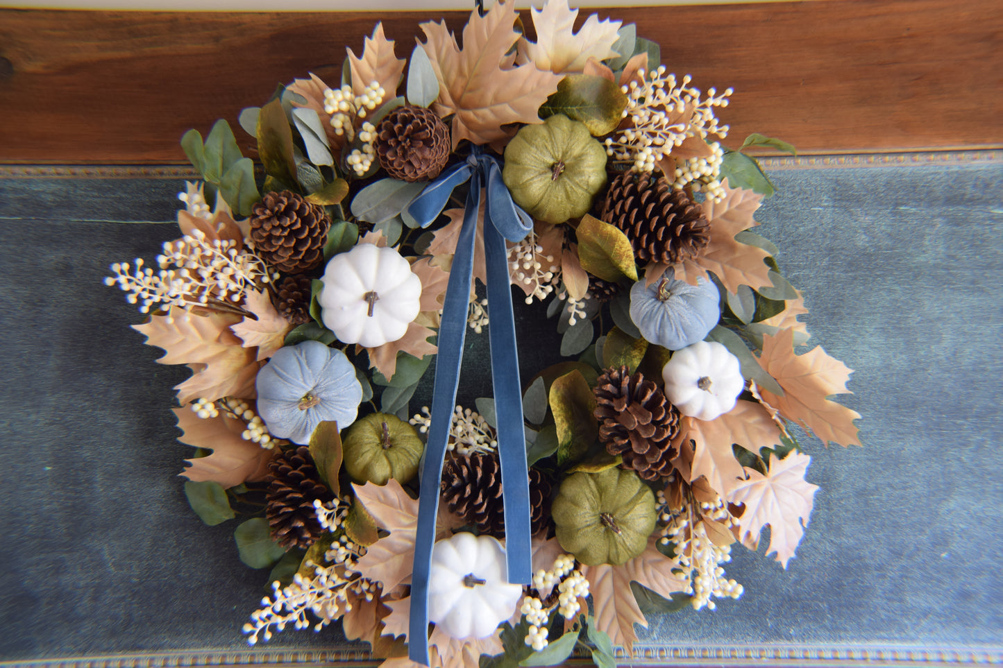 22” Blue Velvet Fall Wreath