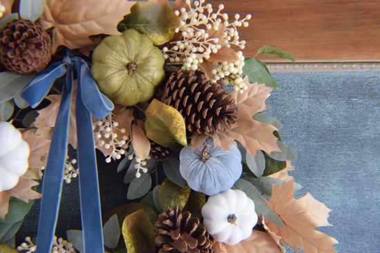 22” Blue Velvet Fall Wreath