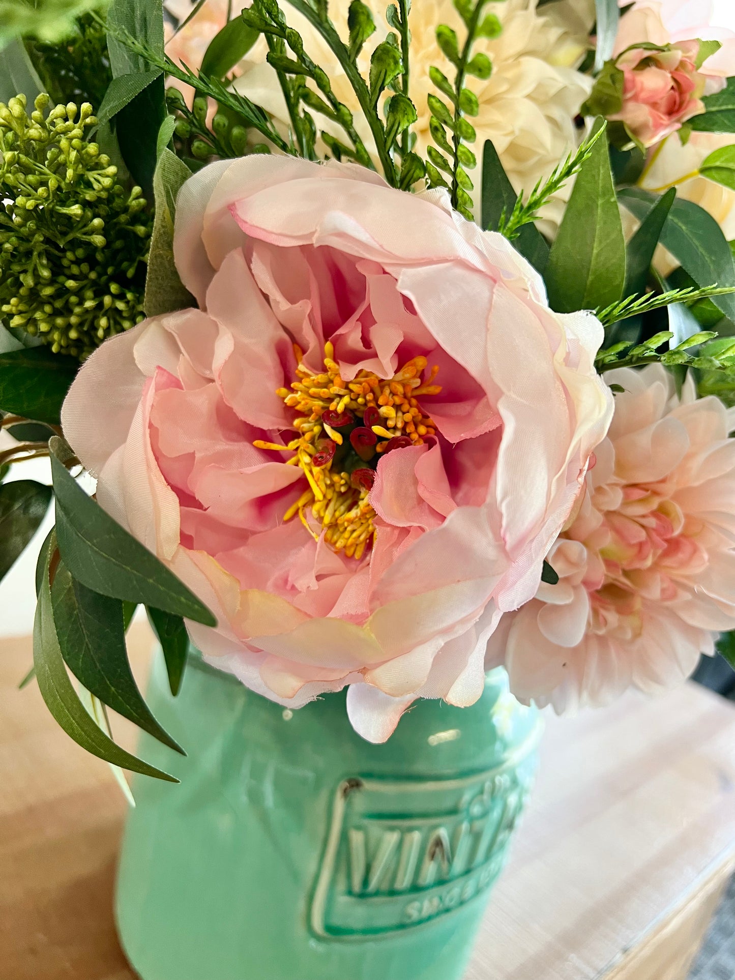 18” faux peony spray