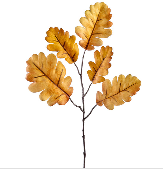 16” Faux Oak Leaf Stem Apricot