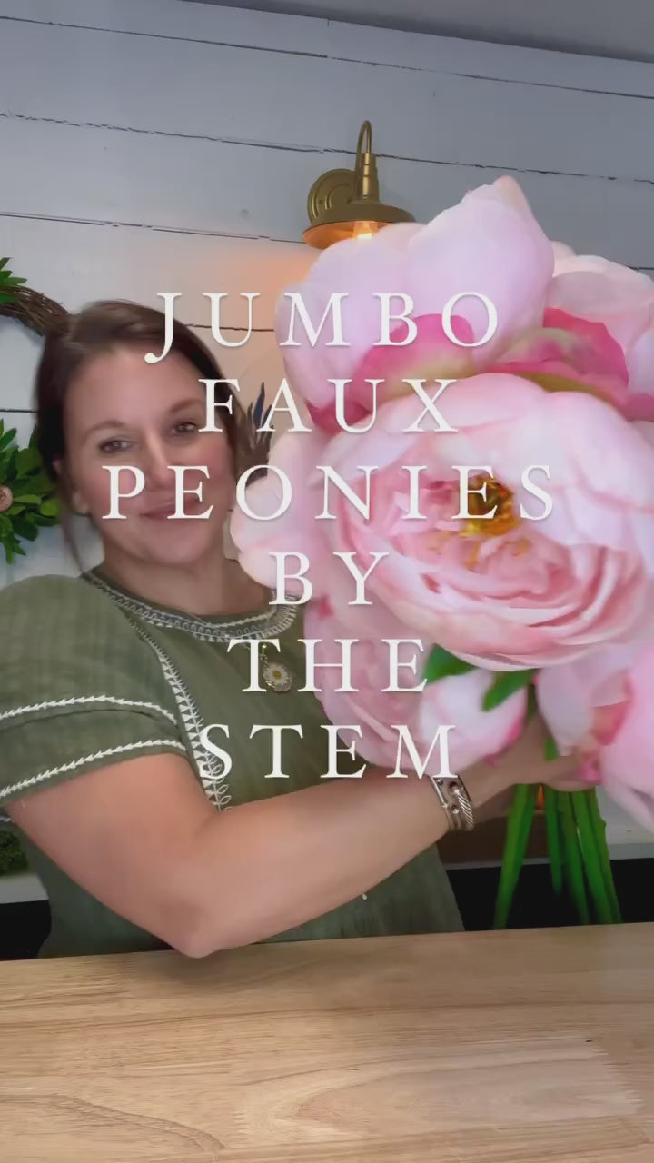 Load and play video in Gallery viewer, Faux Jumbo Pink Peony Stem
