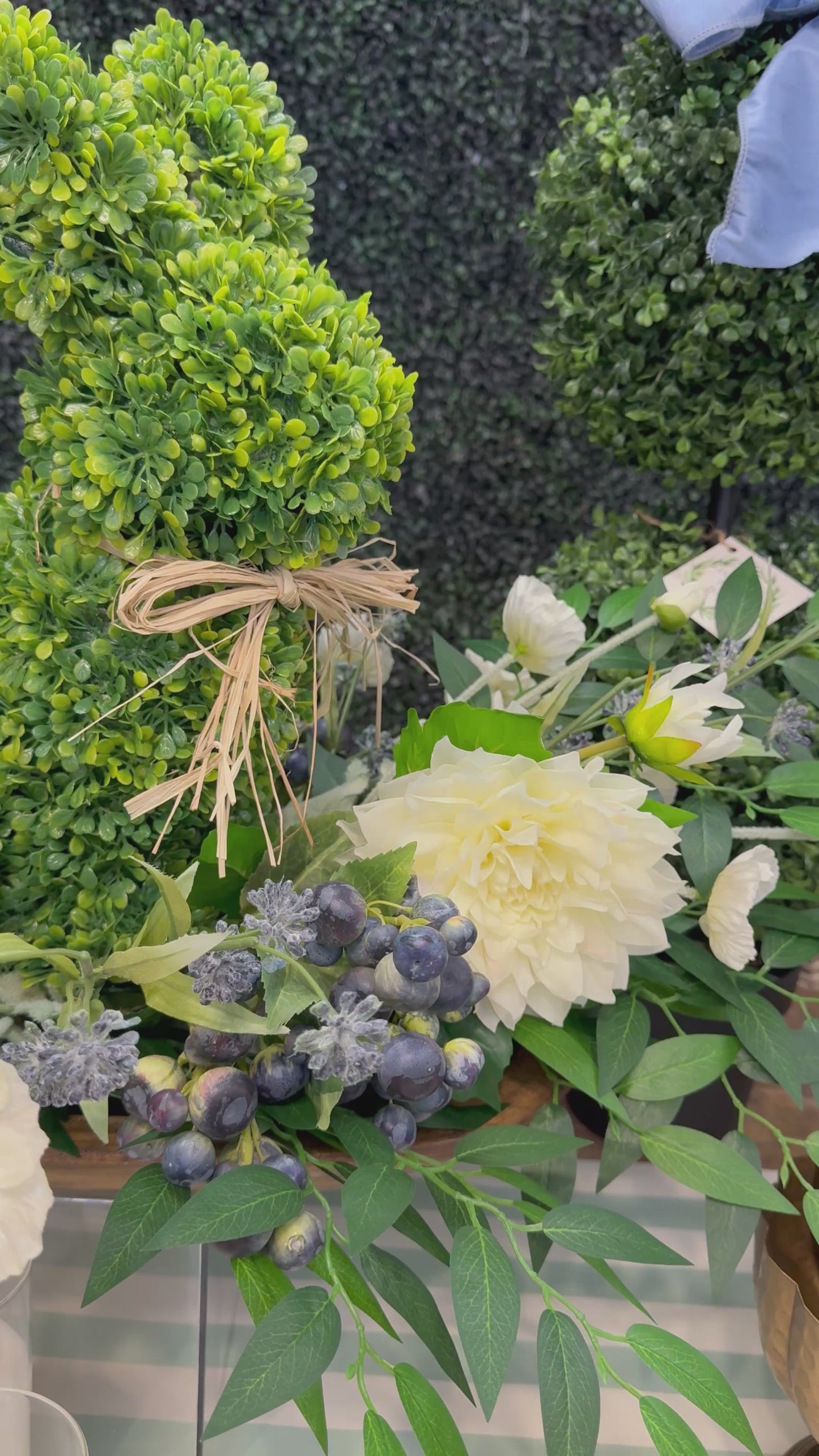 Boxwood bunny centerpiece