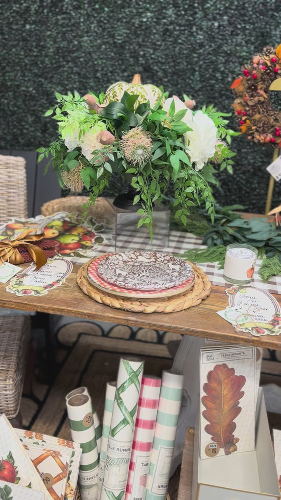 Load and play video in Gallery viewer, Green and white Pumpkin Fall Centerpiece
