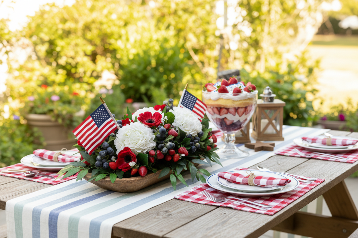 Red White & Blue Picnic Tablescape – Low Dough Bowl
