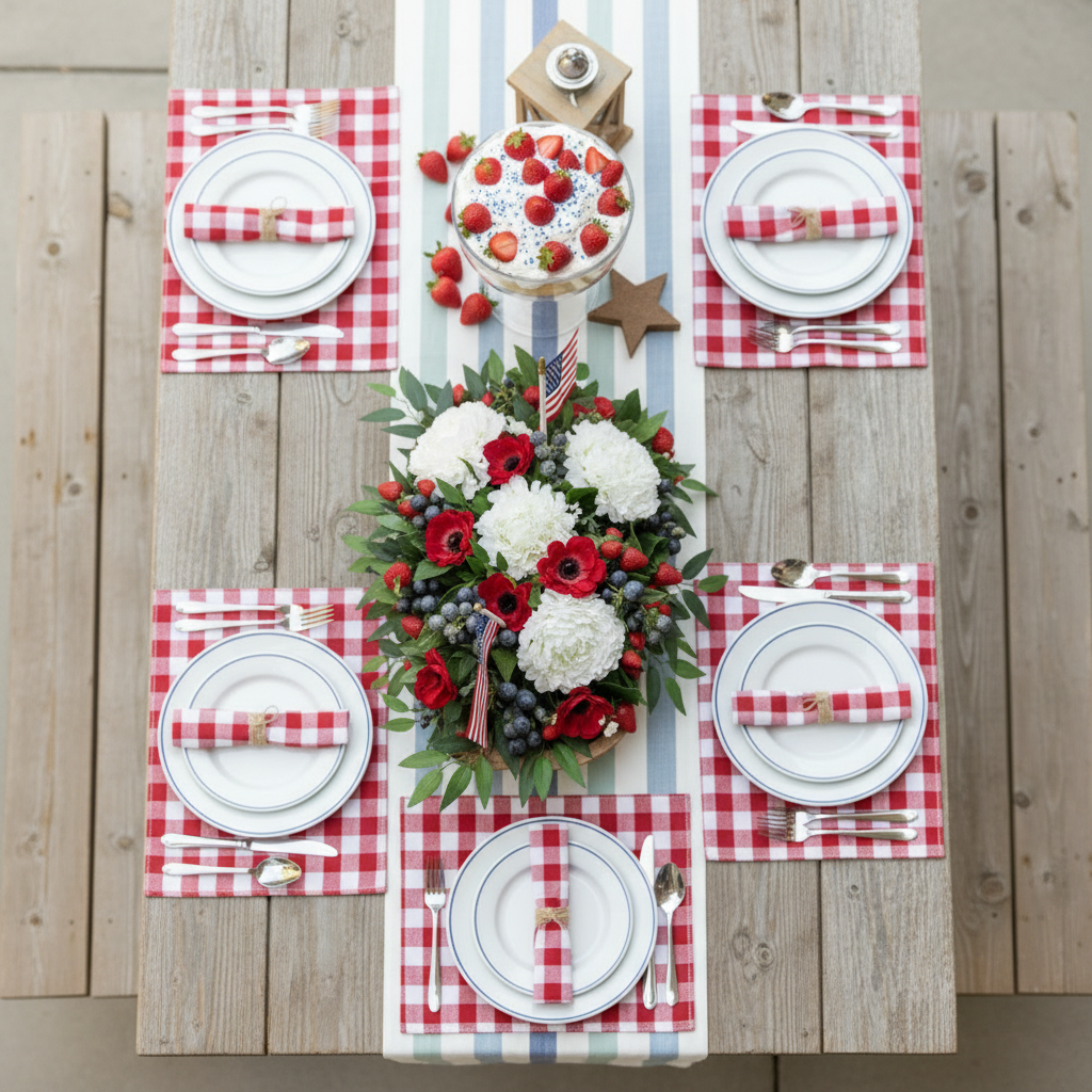 Red White & Blue Tablescape – Bird's Eye View