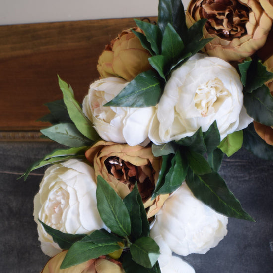 Coffee + Cream Peony Wreath