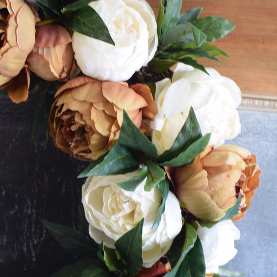 Coffee + Cream Peony Wreath