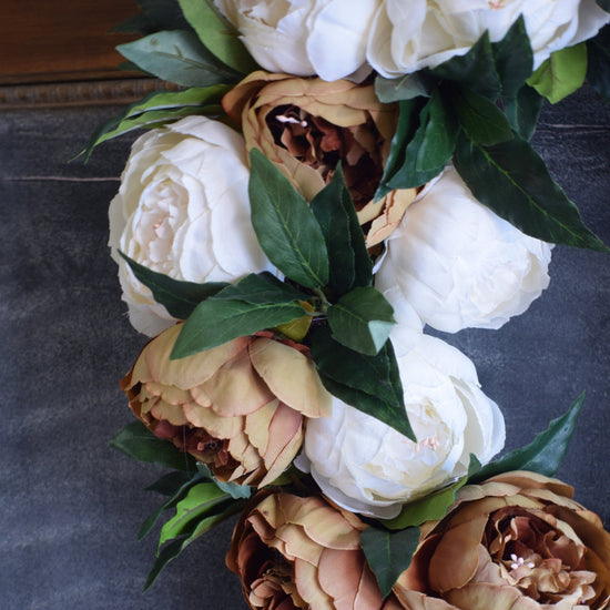 Coffee + Cream Peony Wreath