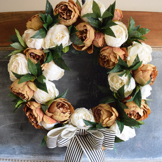 Coffee + Cream Peony Wreath