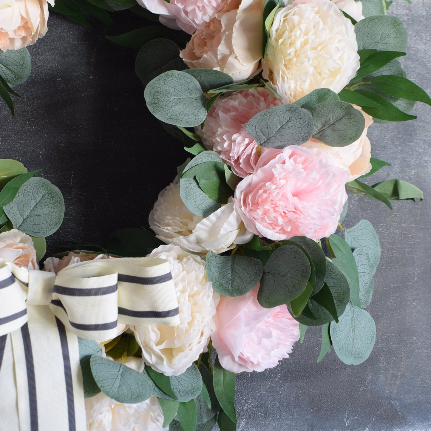 Pink and Cream Peony Wreath