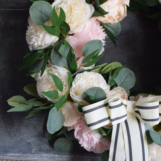 Pink and Cream Peony Wreath