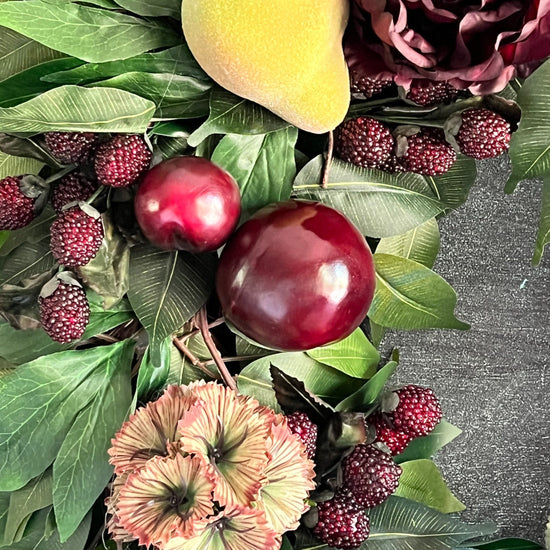 Fall Pear, Plum and Peony Wreath