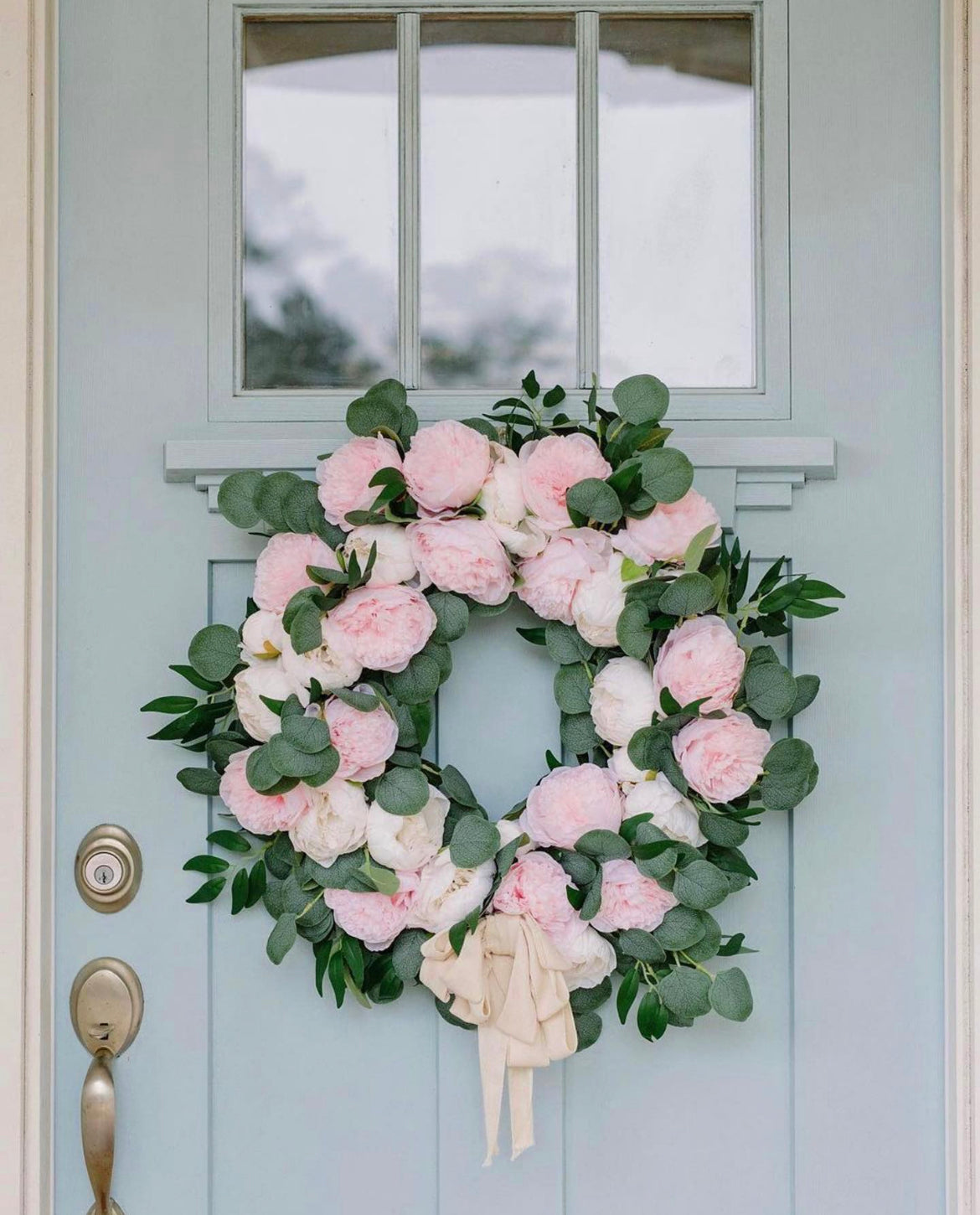 Pink and Cream Peony Wreath