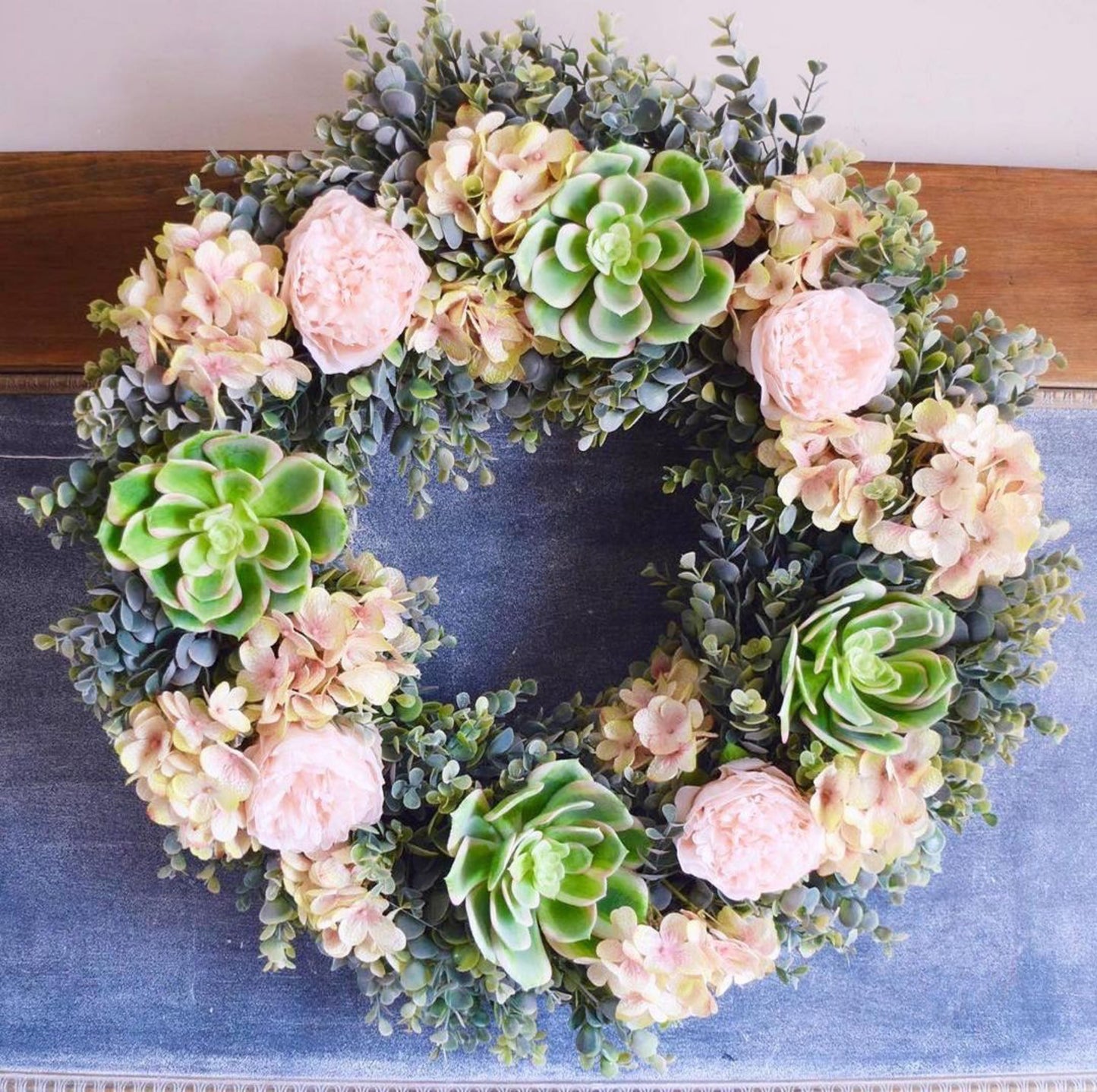 Load image into Gallery viewer, Succulent, Peony and Hydrangea Wreath
