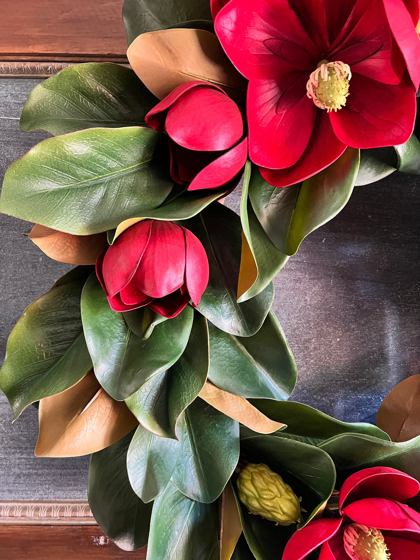 Load image into Gallery viewer, 24” Artificial Magnolia Wreath

